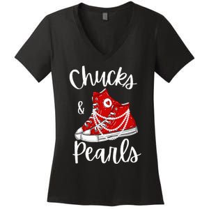 Chucks And Pearls Cute Women Women's V-Neck T-Shirt