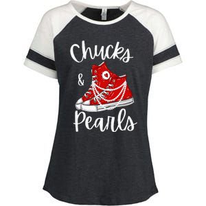 Chucks And Pearls Cute Women Enza Ladies Jersey Colorblock Tee