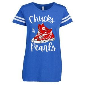 Chucks And Pearls Cute Women Enza Ladies Jersey Football T-Shirt