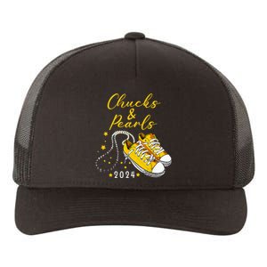 Chucks And Pearls 2024 Kamala Harris For President 47th Yupoong Adult 5-Panel Trucker Hat