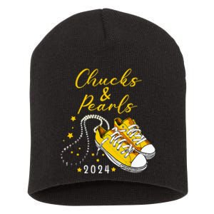 Chucks And Pearls 2024 Kamala Harris For President 47th Short Acrylic Beanie