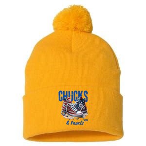 Chucks And Pearls Cute Pom Pom 12in Knit Beanie