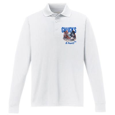 Chucks And Pearls Cute Performance Long Sleeve Polo