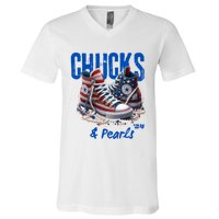 Chucks And Pearls Cute V-Neck T-Shirt