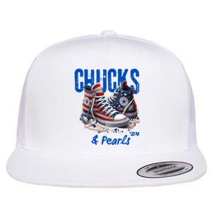 Chucks And Pearls Cute Flat Bill Trucker Hat