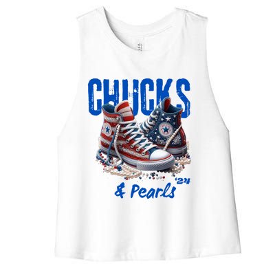 Chucks And Pearls Cute Women's Racerback Cropped Tank