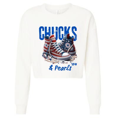 Chucks And Pearls Cute Cropped Pullover Crew