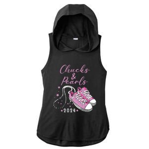 Chucks And Pearls 2024 Kamala Harris For President 47th Ladies PosiCharge Tri-Blend Wicking Draft Hoodie Tank