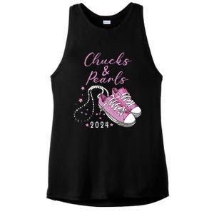 Chucks And Pearls 2024 Kamala Harris For President 47th Ladies PosiCharge Tri-Blend Wicking Tank