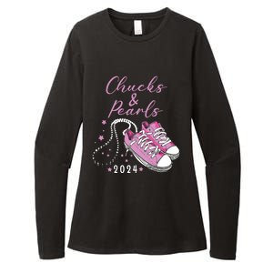 Chucks And Pearls 2024 Kamala Harris For President 47th Womens CVC Long Sleeve Shirt