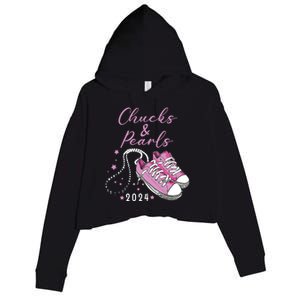 Chucks And Pearls 2024 Kamala Harris For President 47th Crop Fleece Hoodie