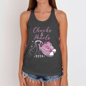 Chucks And Pearls 2024 Kamala Harris For President 47th Women's Knotted Racerback Tank