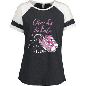 Chucks And Pearls 2024 Kamala Harris For President 47th Enza Ladies Jersey Colorblock Tee