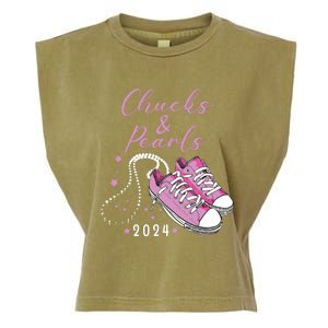 Chucks And Pearls 2024 Kamala Harris For President 47th Garment-Dyed Women's Muscle Tee