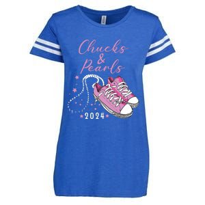 Chucks And Pearls 2024 Kamala Harris For President 47th Enza Ladies Jersey Football T-Shirt