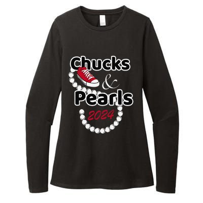 Chucks And Pearls Cute 2024 Womens CVC Long Sleeve Shirt