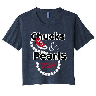 Chucks And Pearls Cute 2024 Women's Crop Top Tee