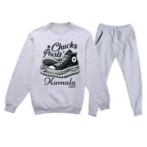 Chucks And Pearls For Women 2024 Kamala Harris Premium Crewneck Sweatsuit Set