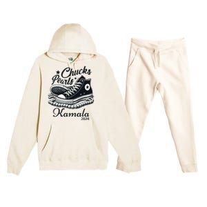 Chucks And Pearls For Women 2024 Kamala Harris Premium Hooded Sweatsuit Set