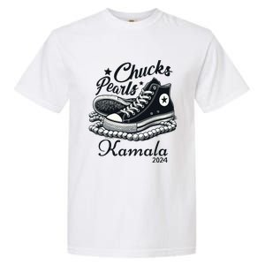 Chucks And Pearls For Women 2024 Kamala Harris Garment-Dyed Heavyweight T-Shirt