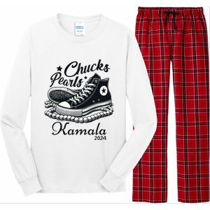 Chucks And Pearls For Women 2024 Kamala Harris Long Sleeve Pajama Set