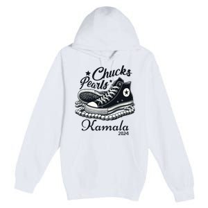 Chucks And Pearls For Women 2024 Kamala Harris Premium Pullover Hoodie