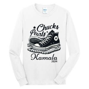 Chucks And Pearls For Women 2024 Kamala Harris Tall Long Sleeve T-Shirt