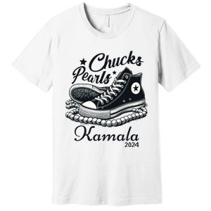 Chucks And Pearls For Women 2024 Kamala Harris Premium T-Shirt