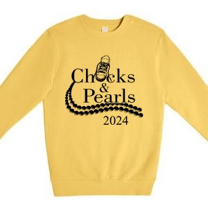 Chucks And Pearls 2024 Women Gifts Premium Crewneck Sweatshirt