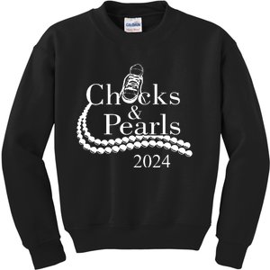 Chucks And Pearls 2024 Women Gifts Kids Sweatshirt