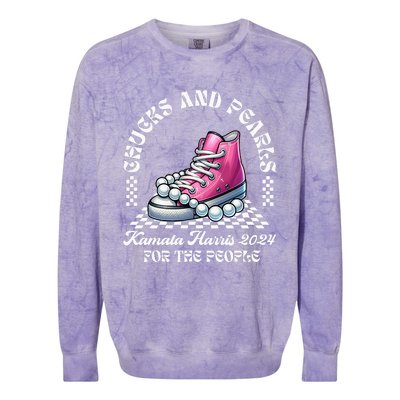 Chucks And Pearls Kamala Harris 2024 President Campaign Colorblast Crewneck Sweatshirt