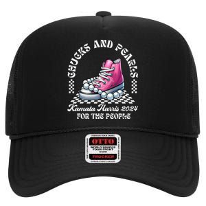 Chucks And Pearls Kamala Harris 2024 President Campaign High Crown Mesh Back Trucker Hat