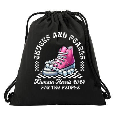 Chucks And Pearls Kamala Harris 2024 President Campaign Drawstring Bag