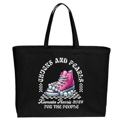 Chucks And Pearls Kamala Harris 2024 President Campaign Cotton Canvas Jumbo Tote