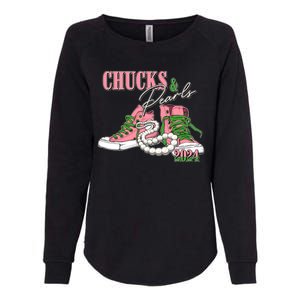 Chucks And Pearls Kamala Harris 2024 Aka Sorority Pink And Green Womens California Wash Sweatshirt