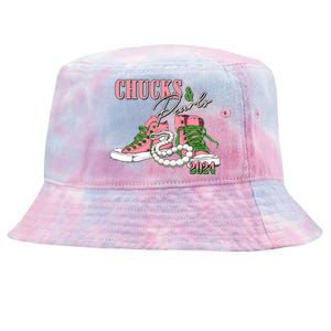 Chucks And Pearls Kamala Harris 2024 Aka Sorority Pink And Green Tie-Dyed Bucket Hat