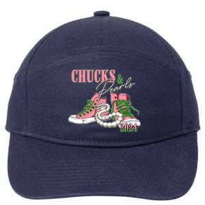 Chucks And Pearls Kamala Harris 2024 Aka Sorority Pink And Green 7-Panel Snapback Hat