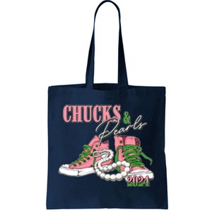 Chucks And Pearls Kamala Harris 2024 Aka Sorority Pink And Green Tote Bag