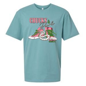 Chucks And Pearls Kamala Harris 2024 Aka Sorority Pink And Green Sueded Cloud Jersey T-Shirt