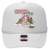 Chucks And Pearls Kamala Harris 2024 Aka Sorority Pink And Green High Crown Mesh Back Trucker Hat