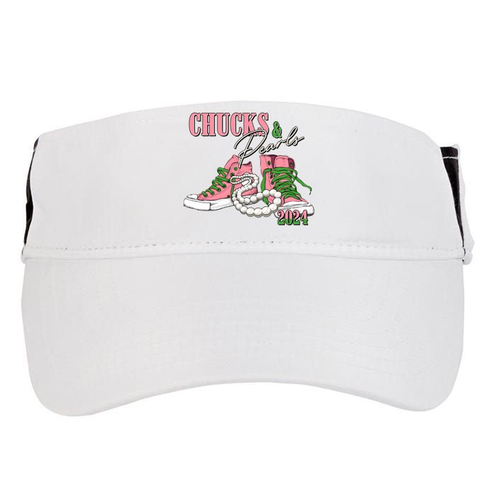 Chucks And Pearls Kamala Harris 2024 Aka Sorority Pink And Green Adult Drive Performance Visor