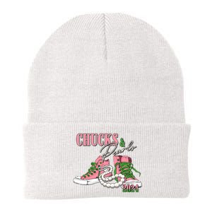 Chucks And Pearls Kamala Harris 2024 Aka Sorority Pink And Green Knit Cap Winter Beanie