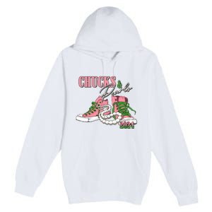 Chucks And Pearls Kamala Harris 2024 Aka Sorority Pink And Green Premium Pullover Hoodie