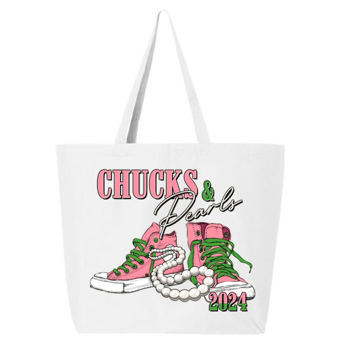 Chucks And Pearls Kamala Harris 2024 Aka Sorority Pink And Green 25L Jumbo Tote