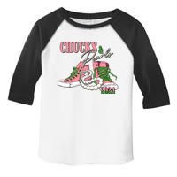 Chucks And Pearls Kamala Harris 2024 Aka Sorority Pink And Green Toddler Fine Jersey T-Shirt