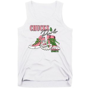 Chucks And Pearls Kamala Harris 2024 Aka Sorority Pink And Green Tank Top