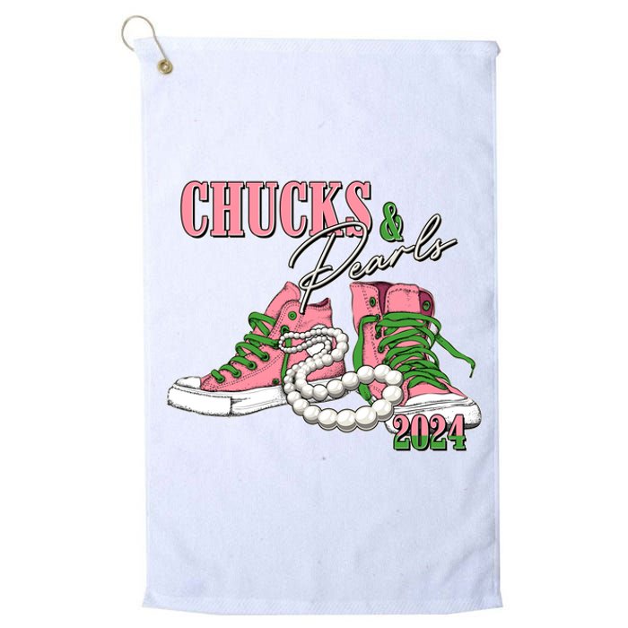 Chucks And Pearls Kamala Harris 2024 Aka Sorority Pink And Green Platinum Collection Golf Towel