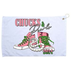 Chucks And Pearls Kamala Harris 2024 Aka Sorority Pink And Green Grommeted Golf Towel