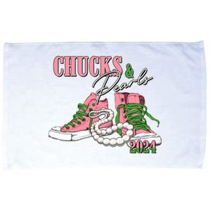 Chucks And Pearls Kamala Harris 2024 Aka Sorority Pink And Green Microfiber Hand Towel