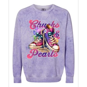 Chucks And Pearls 2024 Funny Kamala Harris 2024 Election Colorblast Crewneck Sweatshirt